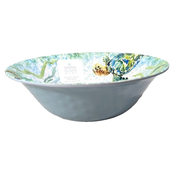 Sigrid Olsen Sea Turtle Serving Bowl Large Melamine Beach Ocean Nautical 11.5-in - Picture 2 of 8